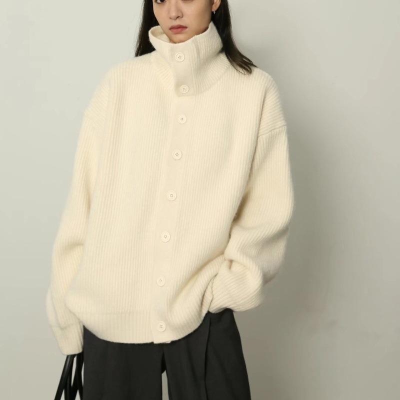 Retro Lazy Wind Cardigan Sweater Women's Autumn New High-end Casual Loose Knitted Sweater Top Coat