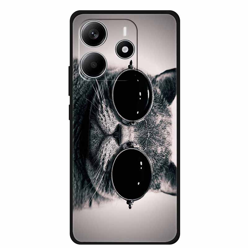 Pour Redmi Note 14 4G GLOBAL Coque Animaux Silicone Souple TPU Étuis de Téléphone Housse Arrière pour Xiaomi Redmi Note14 4G Protecteur Coque