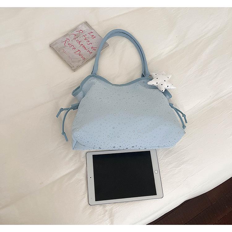 Star Pattern One-Shoulder Drawstring Tote - Women's Korean Style Fashionable Crossbody Bag