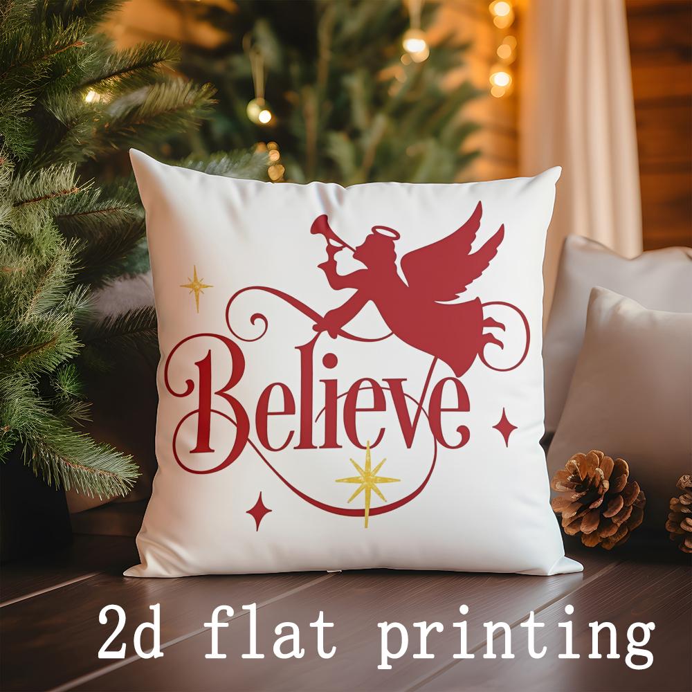

Home Decor Christmas-themed Cushions: Jesus & Believe Designs Pattern Cushion Cover Suitable for Sofa Bedroom Car Pillow Cover 16x16Inch