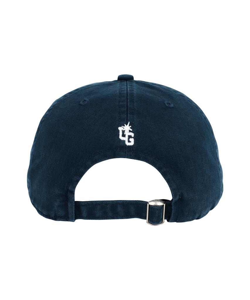 Yunibeoseugameonteu Chain Stitch Typographic Logo Washed Cap_Navy