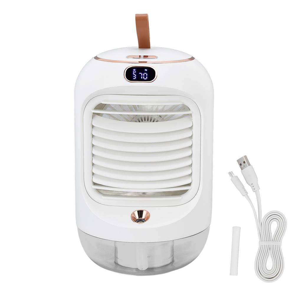 Mini Air Conditioner Humidifier Aromather 3 Gears 5 Blades USB Charging Night Light Water Cooling
