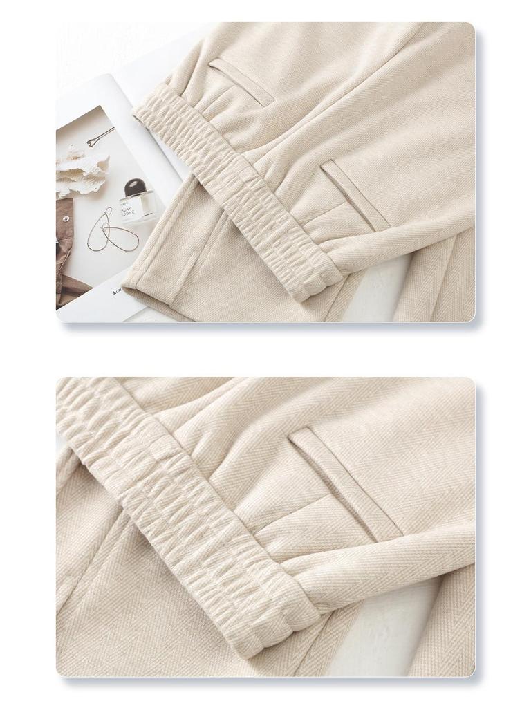 Apricot Women's Woolen Pants - 2024 Autumn/Winter Straight Wide-Leg Casual Style