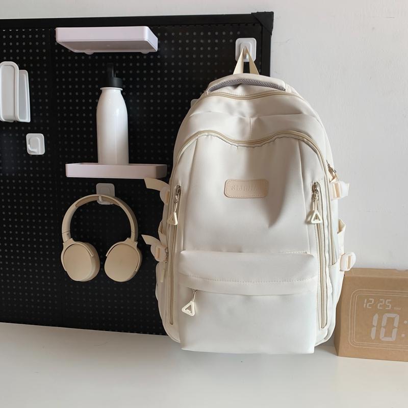 Backpack Female Junior Senior High School Student Schoolbag Solid Color Large Capacity Backpack