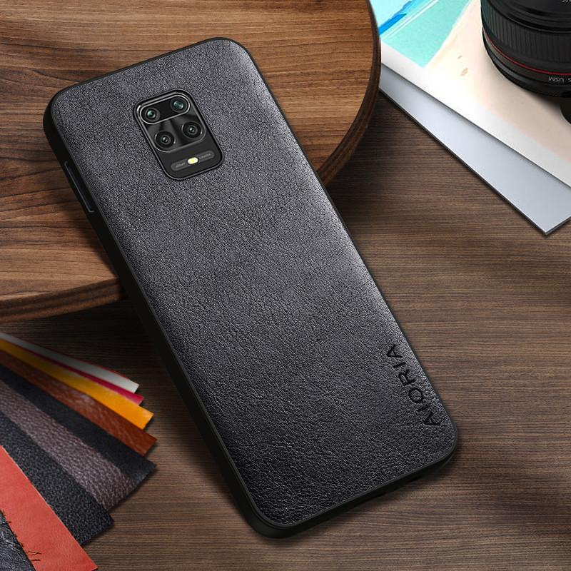 Luxury PU leather Case for Redmi Note 9 Pro 9S Business solid color design phone cover Soft TPU&Hard PC