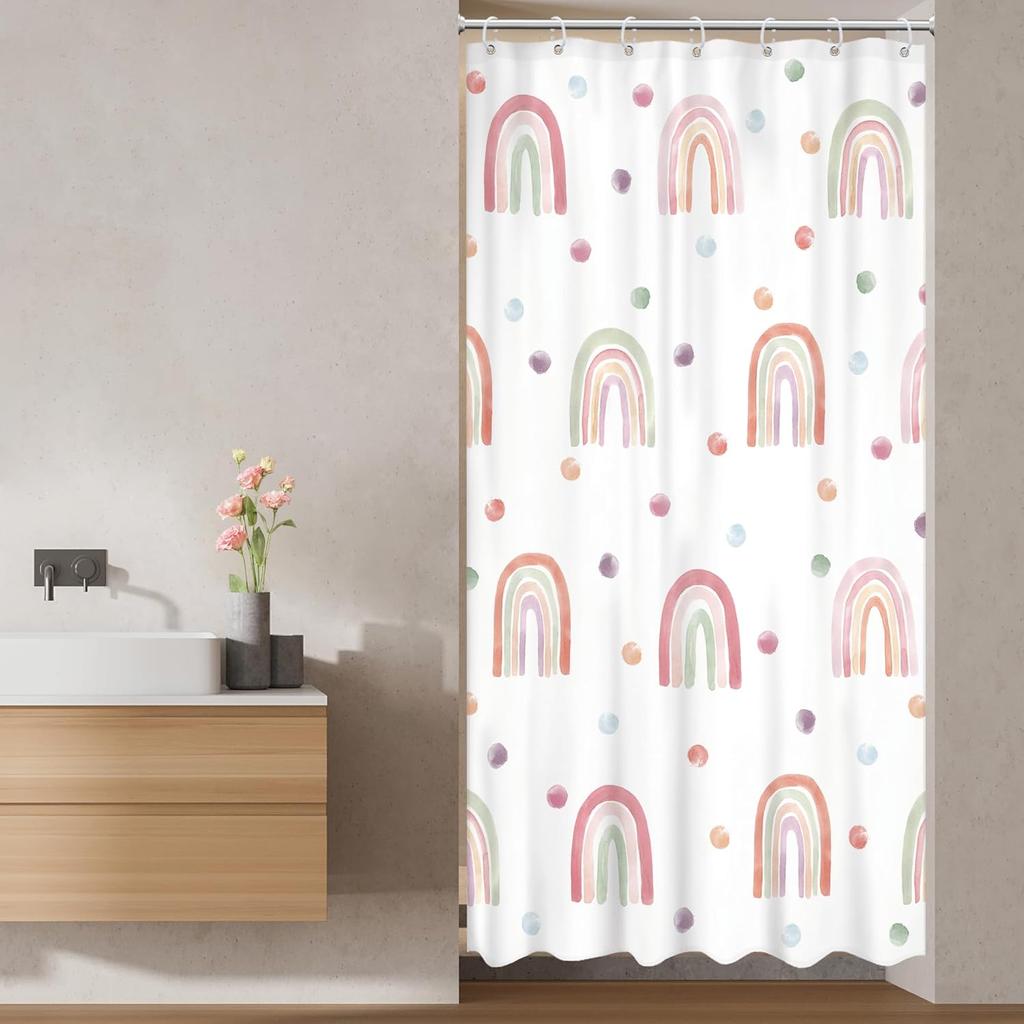 Kids Shower Curtain Girls Rainbow Dinosaur Dino Funny Fairy Animal Cartoon Cute Horse Pink Flower Inch Lovely Rabbit Bathroom