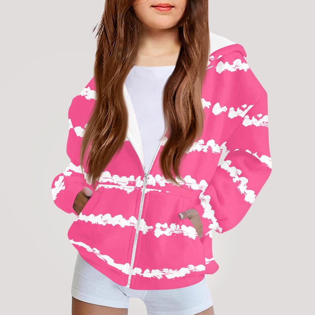 Children's Fashion Printed Long Sleeved Hooded Sweatshirt Girls' Hoodie Jacket