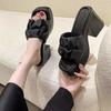 Versatile Thick-heeled High-heeled Shoes Are Fashionable To Wear Outside. In the Summer of 2025, the New Women's Slope Heel Thick-soled Waterproof Tab