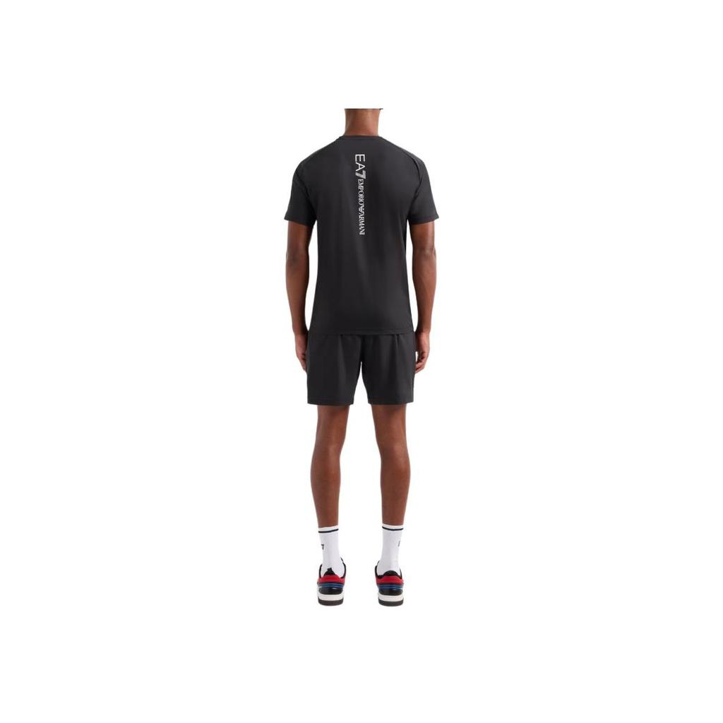 Emporio Armani EA7 Logo Print Crew Neck Short Sleeve Casual Sports Set Men sets Black 8NPV03-PNDDZ-1200