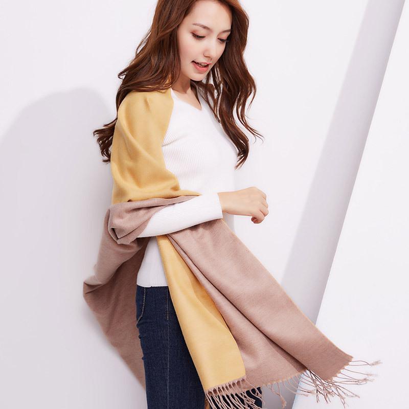 

Двусторонний унисекс толстый шарф-шаль с кашемировым ощущением - корейский стиль 2018 осень/зима 195*65cm жёлтый