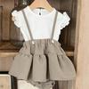 Korean Baby Girl Summer Cotton T-Shirt with Cute Ruffled Edges