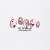 Jia Niangzi Handmade Cat Eye Nude Pink Nail Set with Polka Dots, Hearts & Sequins - Short Spring/Summer Design