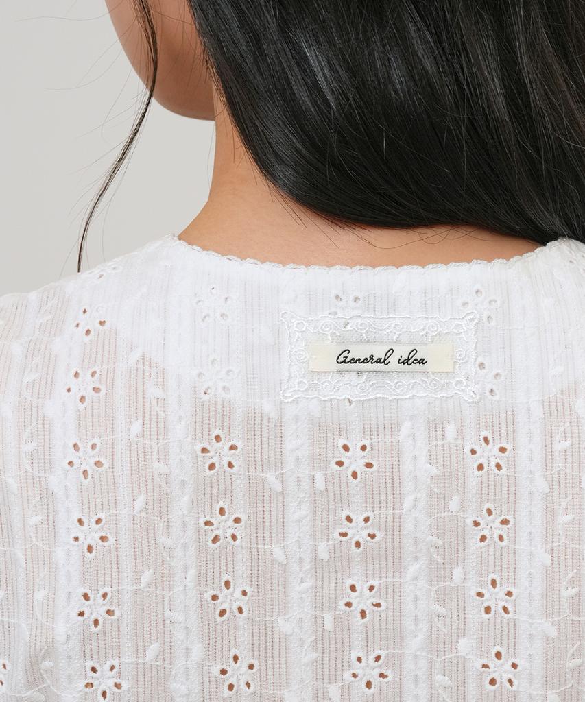 GENERALIDEA V-Neck Lace Puff Blouse [White] / Gf2Lbl529
