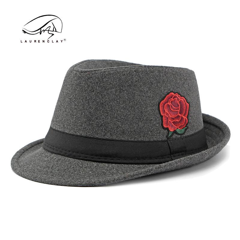 Autumn and winter new fashion personalized flower top hat women's British retro woolen jazz hat men's street performance hat