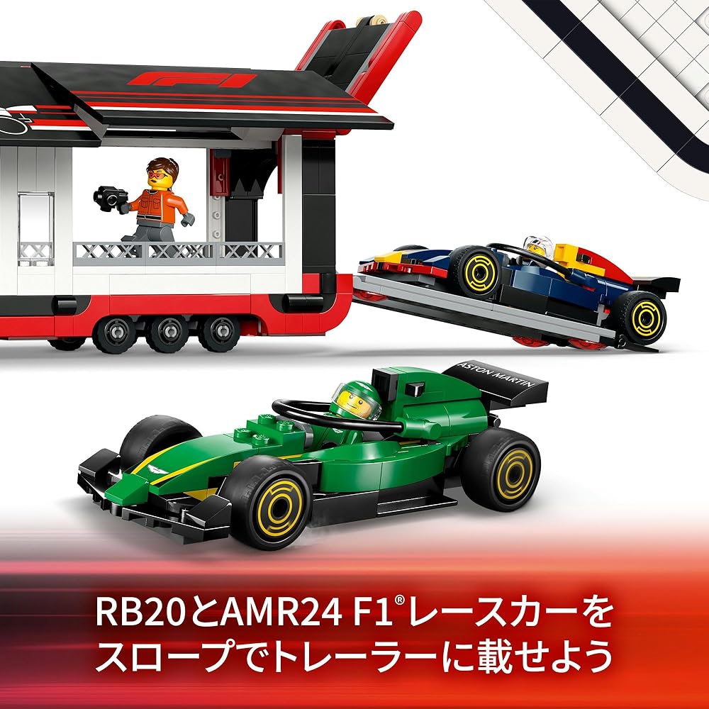 LEGO City F1 RB20 & AMR24 Race Car Set with F1 Track Building Blocks Toy for Kids Ages 8-10