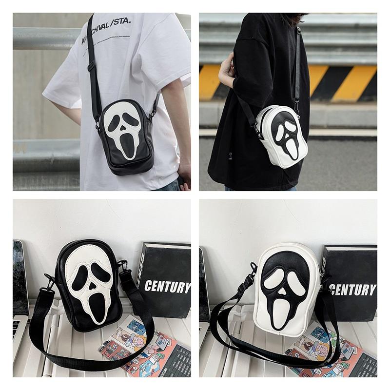 Trendy Ghost Skull Crossbody Bag Small Pu Shoulder Bag For Men And Women