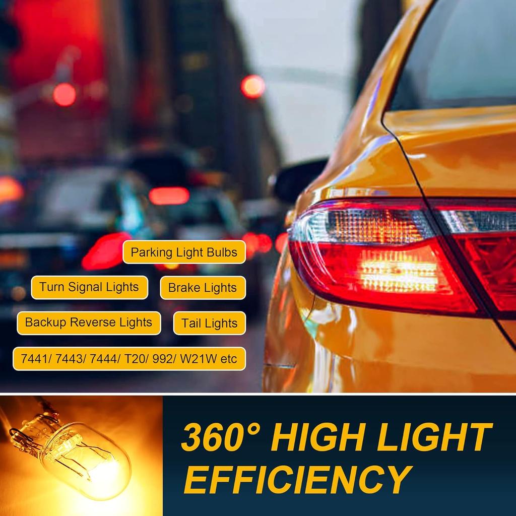 Meonum 10 Pcs 7443 Bulb, T20 1891 7443LL Brake Light Bulb For Daytime Running(DRL), W21/5W Automotive Reverse/Strobe Brake/Tail/Backup/Parking/Tail
