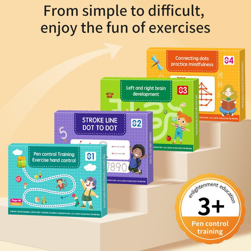 Educational Kids Magic Copybook Set Reusable Tracing Workbook for Handwriting Skills