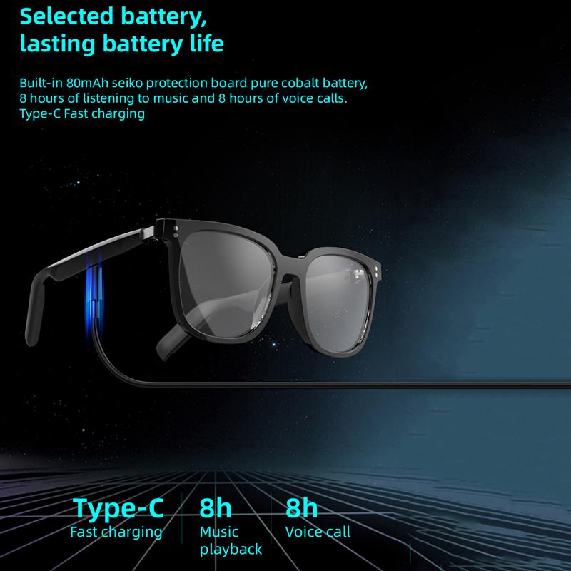 Smarte Audio-Brille Kabellose Bluetooth 5.4 Kopfhörer 3 in 1 Magnetische Clip-On-Brille Anti-Blaulicht Smart Sonnenbrille Wasserdicht Schweißfest Headsets