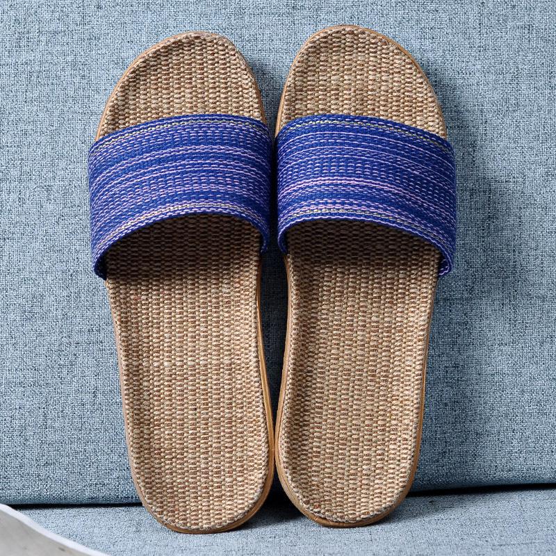 Cotton and Linen Non-Slip Home Slippers for Men and Women – Indoor Summer Slippers with Thick Bottom for Wooden Floors.