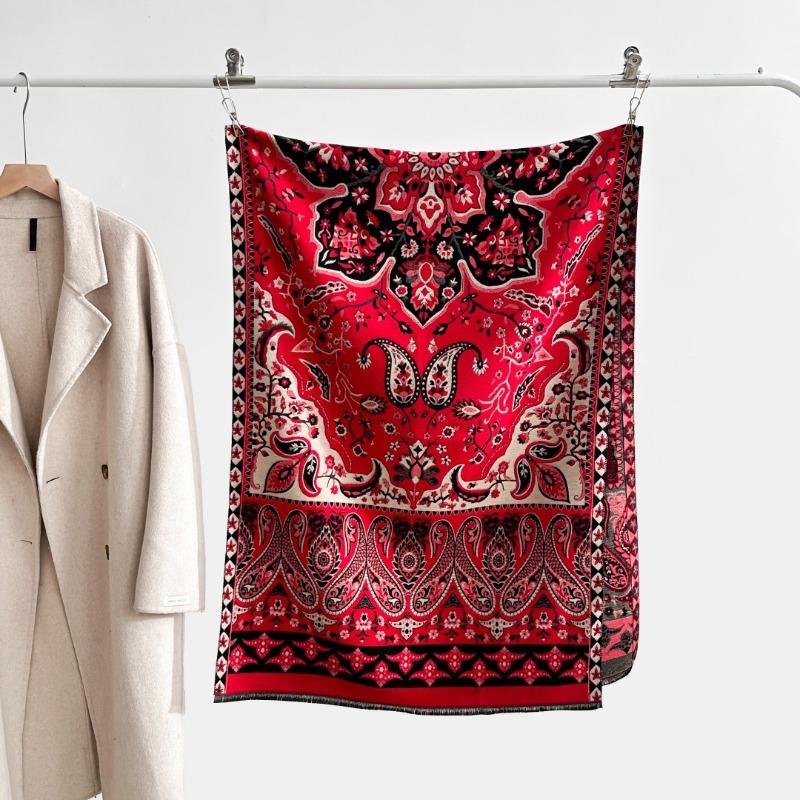 Women's shawl autumn and winter new imitation cashmere cashew flower scarf femininity long fringed double-sided scarf dual-purpose