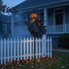 Automatic Nighttime Lighting Decor Halloween Solar Scarecrow Lantern, Scary Pumpkin Head Metal Garden Stake with Decorative Landscape Stakes