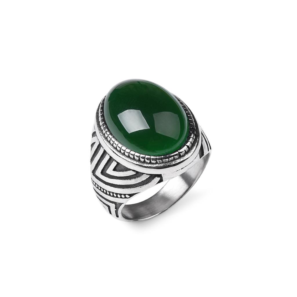 Men's Trend High Quality 316LStainless Steel Onyx Stripe Rings Classic Vintage Fashion  Eco-Friendly Material