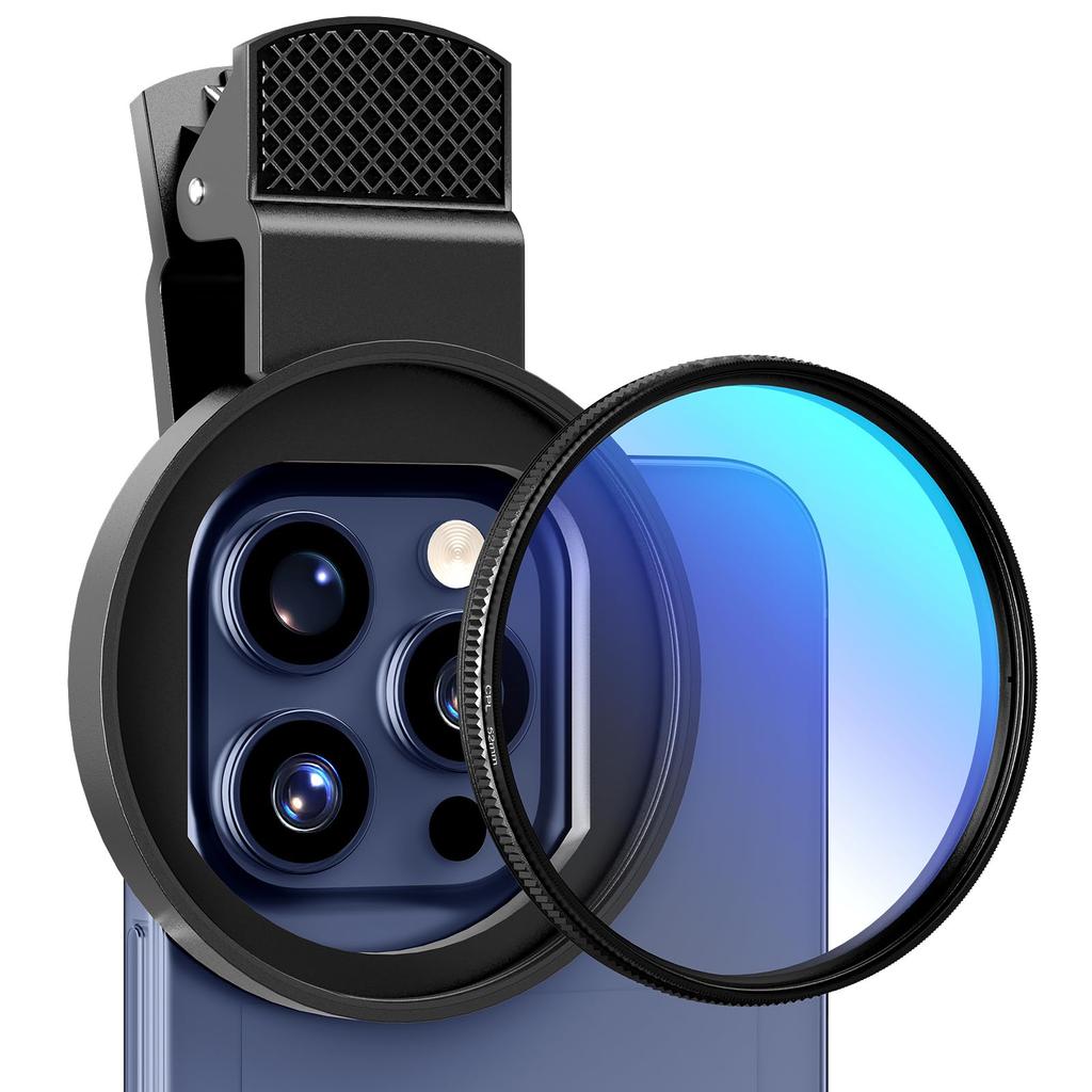 52mm Circular Polarizing Filter Rotatable CPL Lens Filter with Upgrade Clip Compatible with Smartphone Camera Lens iPhone, Sony, Sharp, Huawei, etc.