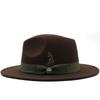 Brown British Style Jazz Feather Fedora Hat For Men And Women