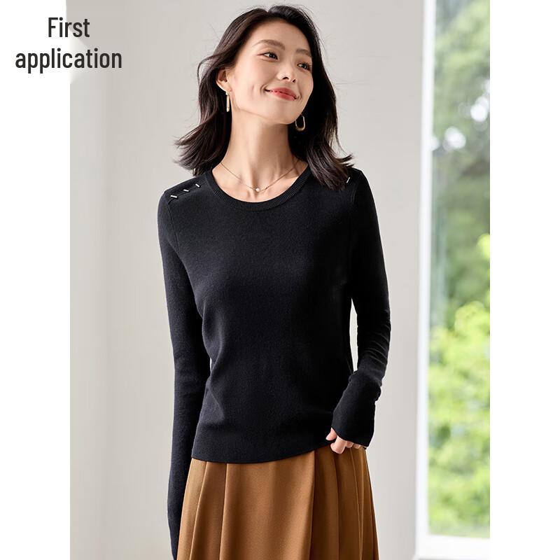 Chushen Women's Wool Blend Round Neck Knit Sweater