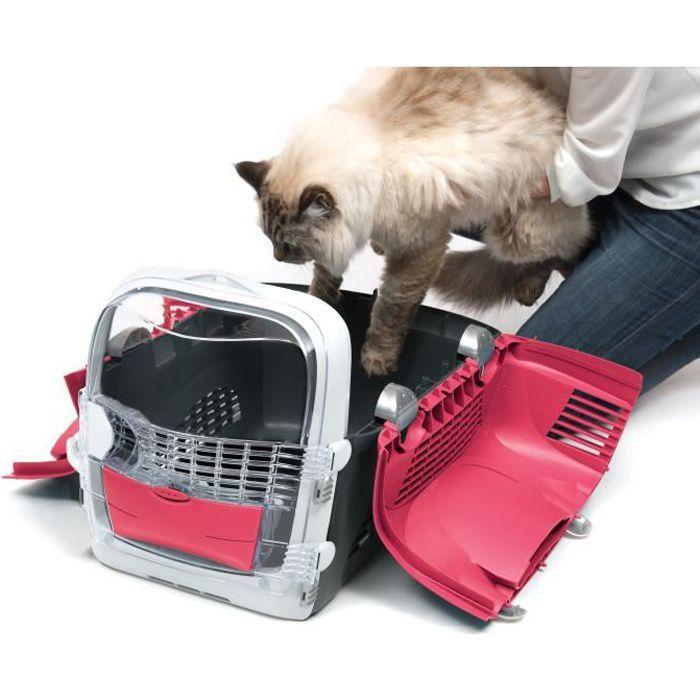 Cage de transport pour chat - CATIT - Cabrio - Multifonctionelle - Ouverture 360° - Rouge