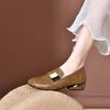 Lazy Pedal Leather Single Shoes Autumn New Soft Leather Soft Sole Round Head Leather Shoes Retro Women