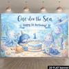 2D Baby Boy Underwater World 1st Birthday Backdrop Photography Background