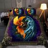 Drache und Phönix Bettbezug-Set Queen King Size Fantasywelt Monster Bettwäschesets Herren Jungen und Teenager Bettdeckenbezüge