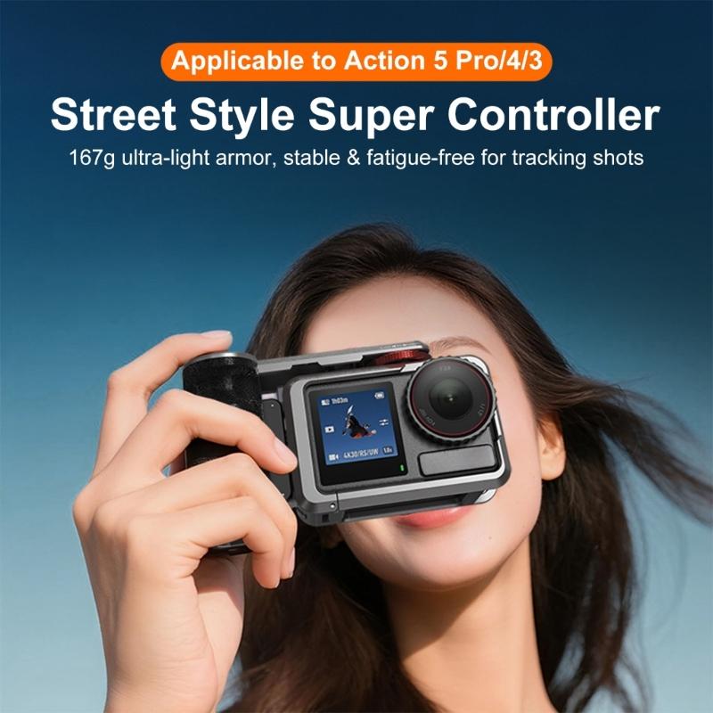 Aluminum Alloy Camera Handle with Rapid Detach Mechanism for Action 5Pro/4/3 Cameras Cold Shoe Mounts Ergonomic Design