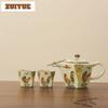 Beige Ru Kiln Tea Set Complete Set Zen Beautiful Tea Cup Tea Ceremony Set Tea Maker Teapot And Tea Cup Set For Tea Craft