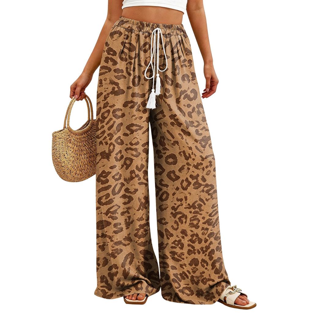 Women's Floral Print Wide Leg Pants Casual Flowy Palazzo Trousers Loose Fit for Everyday Wear