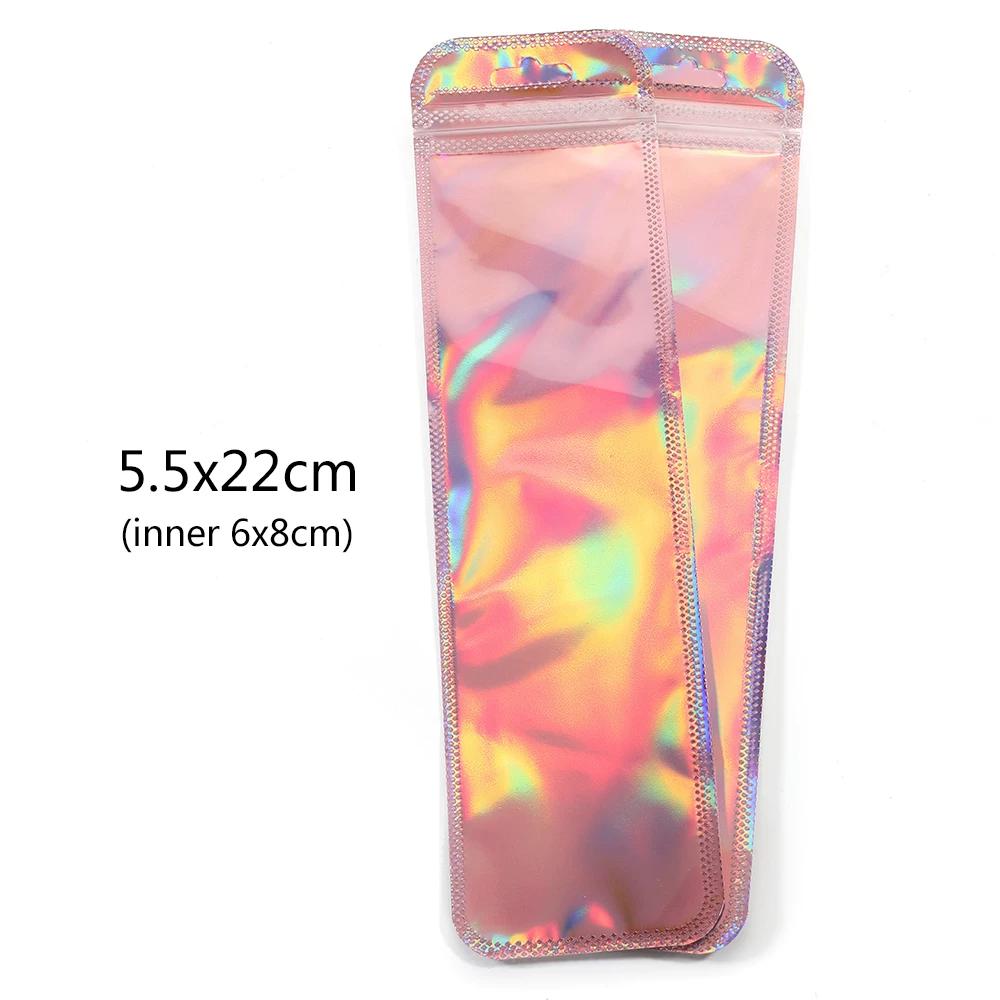 Laser Rainbow Self Sealing Bag Reusable Sealed Zipper Lock Packaging Bag Earrings Necklaces Hair Accessories Wrapping Pouch Product Storage Sack