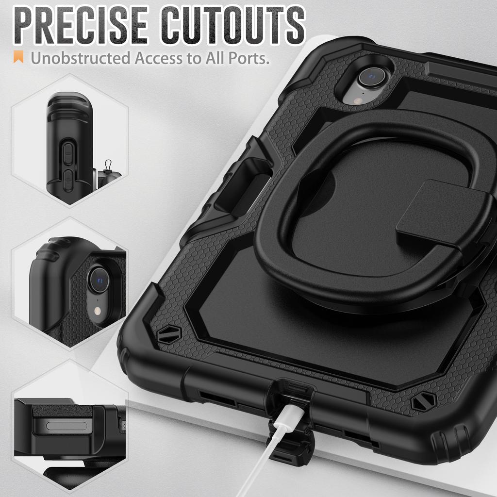 Rotating Stand Armor Case Universal For iPad Mini 7 2024 A17 Pro Mini 6 2021 8.3 A2993 A2995 A2568 With Handle Grip Hybrid Cover