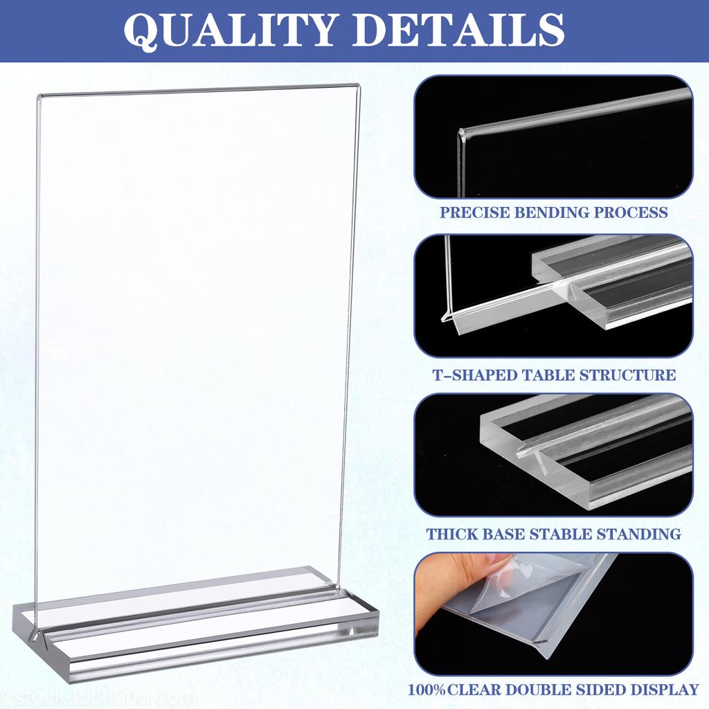 GANGBARU 10 Pack 4 X 6'' Acrylic Sign Holder Clear Display Stand Double Sided Vertical Flyer Menu Brochure Holders For Restauran