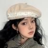 Unisex Beret with Bowknot Painter Hat British Cabbie Hat for Autumn Winter Flat Hat for Daily Wear Cabbie Hat