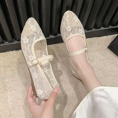 2026 Woman's New Summer Shallow Slip-On Flat Sole Mesh Shoes Soft Sole Non Slip Breathable Rubber Sole Nude Shoes Sandals