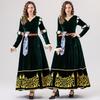 European Medieval Queen Costume With Green Velvet Cotton Fabric For Halloween Cosplay Party