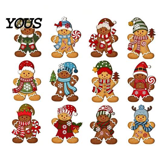 Holiday Scene Layout Accessories Gingerbread Man Wooden Pendant for Christmas Tree Decoration, Rustic Xmas Hanging Traditional Crafts Ornaments