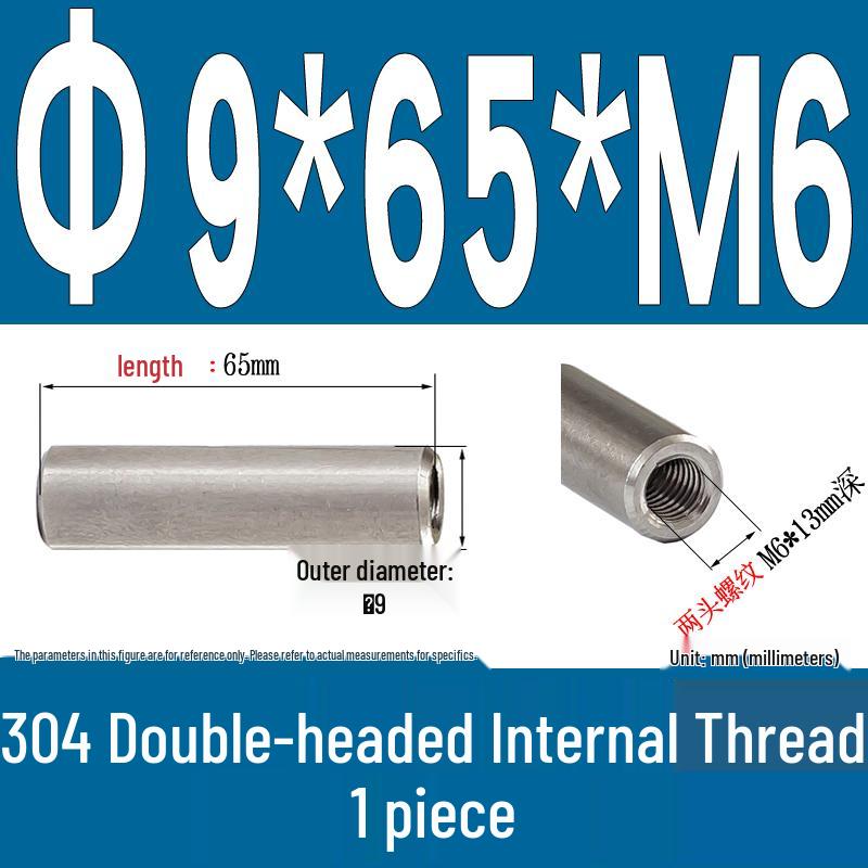 Stainless Steel 304 Double-Ended Threaded Cylindrical Guide Pin with Dual-End Holes