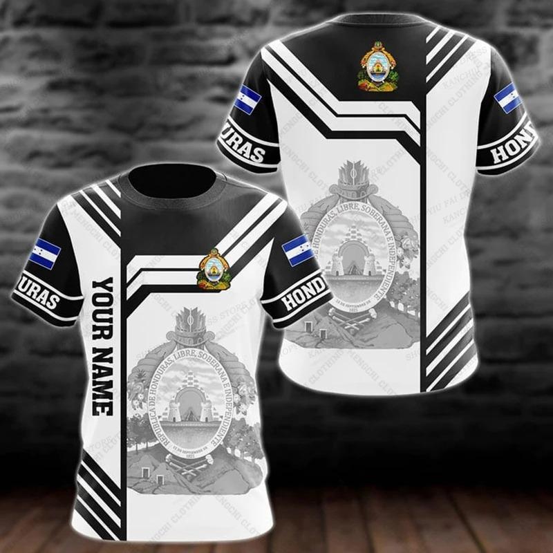 Men's T-shirt Honduras Emblem Flag 3d Print T-shirts Men Women Fashion Short Sleeve Tshirt Kids Tops Tees Boy T Shirt DIY Name