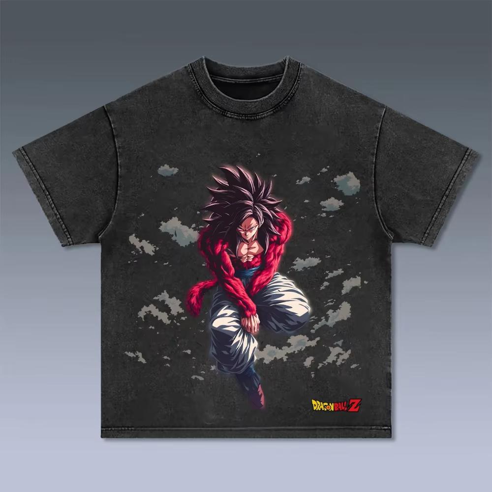 

Dragon Ball Z Mens and Womens Washed TShirt Son Goku Summer and Spring Anime Tee Retro Distressed Versatile Short Sleeve M