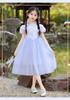 Summer Girls' New Chinese Style Dress, Medium Size Children's Mesh Qipao Skirt, Bubble Sleeves Princess Skirt, Girls' Fashion