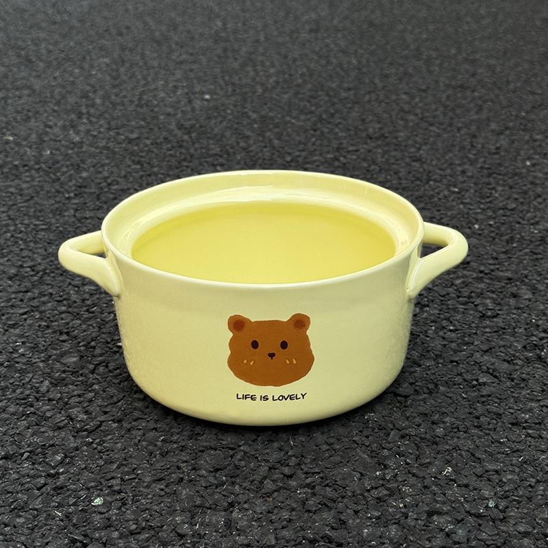 

ins Cream Wind Bear Ceramic Instant Noodle Bowl Student Dormitory Instant Noodle Bowl for Girls Birthday Gift