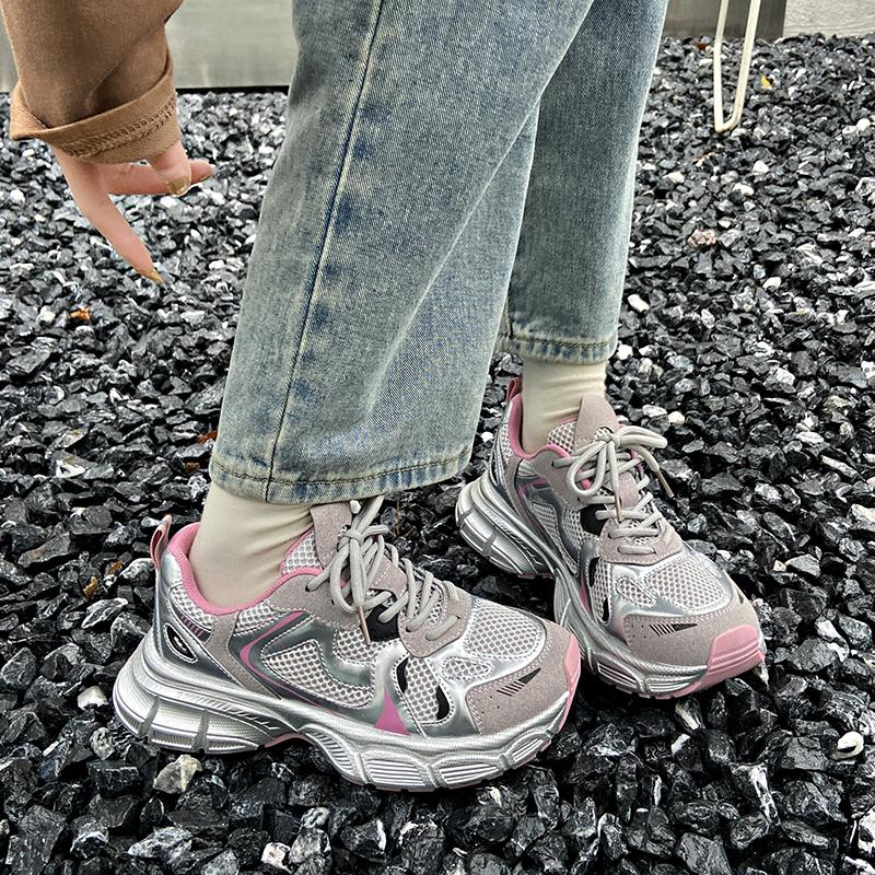 

мода 2024 Весна и осень мода новые женские шнурованные нескользящие однотонные низкие кроссовки 40 розовый